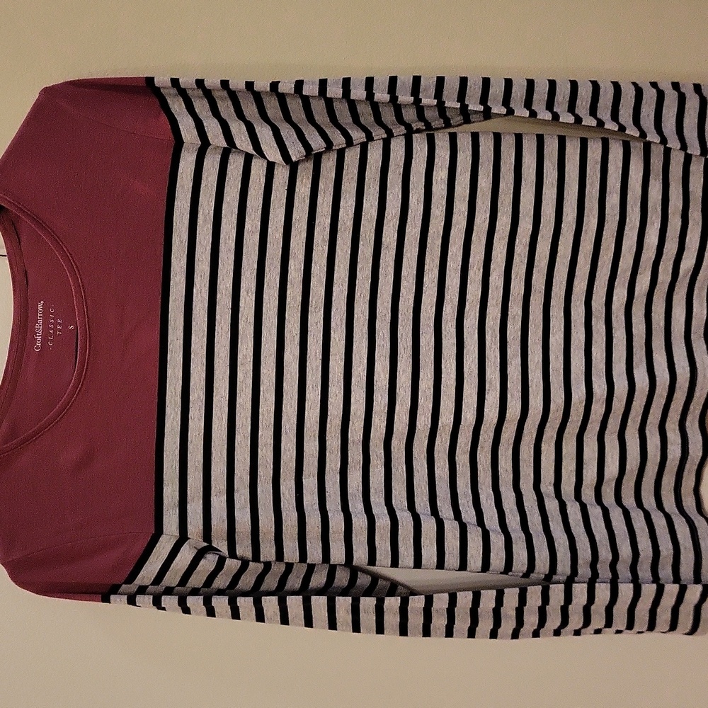 Croft & Barrow Burgundy and Black Striped Top